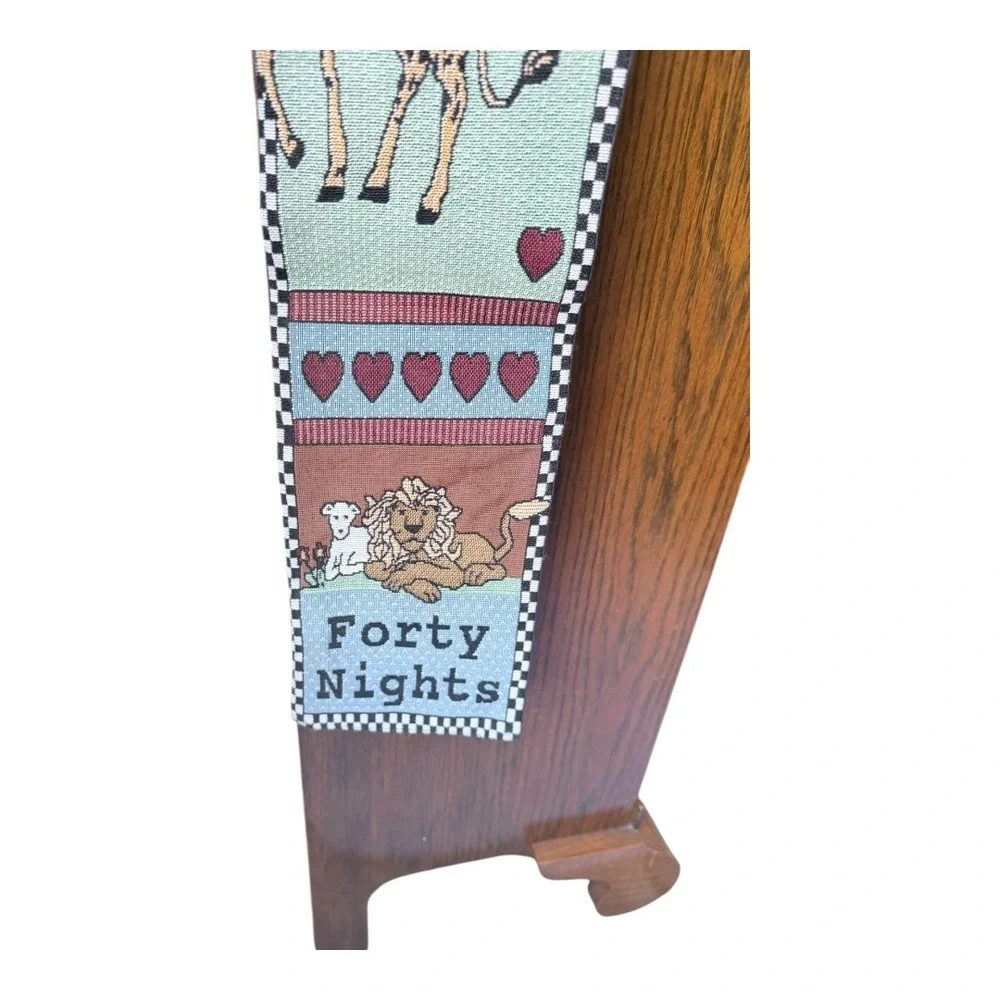 Y2K Decor Noahs Ark Tapestry Wall Hanging Blue Animals Forty Days Forty‎ Nights